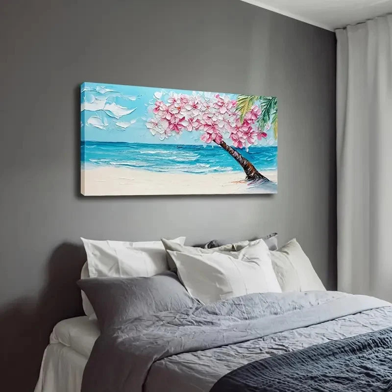 Pink And White Flowers Serene Wall Art Canvas Office Home Room Framed 120x60cm