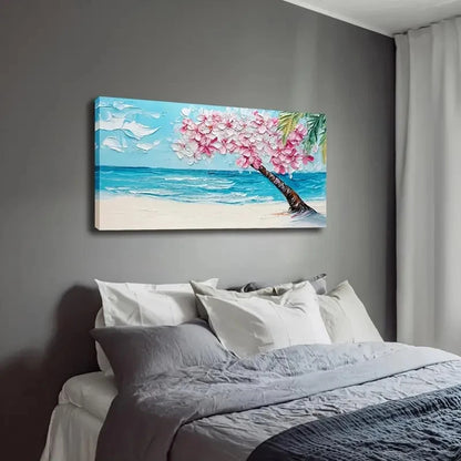Pink And White Flowers Serene Wall Art Canvas Office Home Room Framed 120x60cm