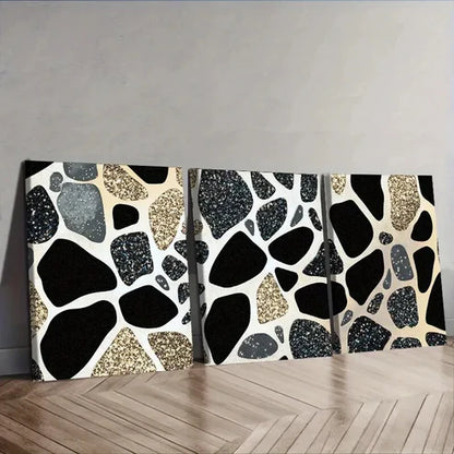 3pcs Featuring a Black Leopard Pattern Wall Art Set Canvas Unframed - High Quality Print 100% Australian Made Wall Canvas