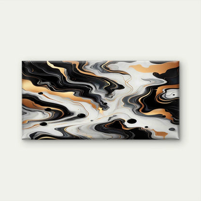 Abstract Black White Gold Swirl Wall Art Canvas Office Home Room Framed 120x60cm - Bella Home Decor