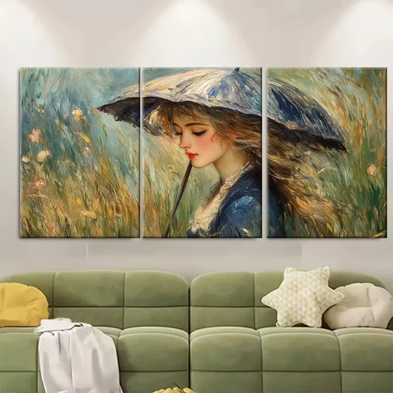 3pcs Renoir Femme avec Parasol Metal Print Ready to Hang Art