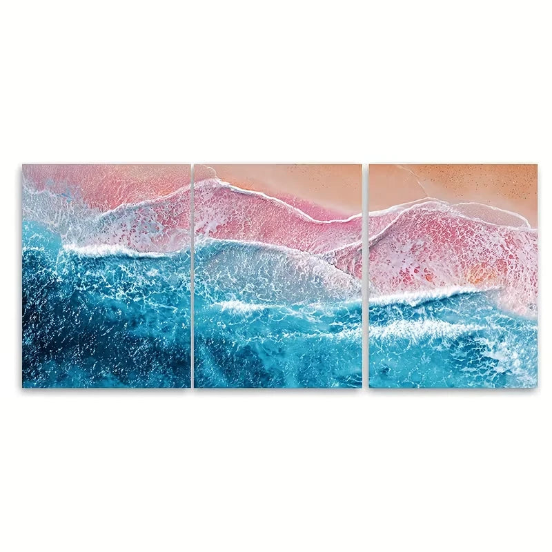 3pcs Coastal Sun Surf Sea Salt Sand Metal Print Ready to Hang Art - Bella Home Decor