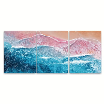 3pcs Coastal Sun Surf Sea Salt Sand Metal Print Ready to Hang Art - Bella Home Decor