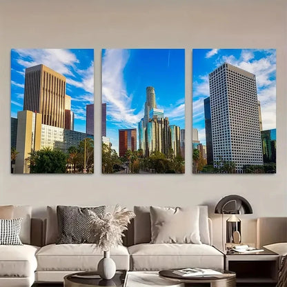 3pcs Downtown Los Angeles Skylines Metal Print Ready to Hang Art - Bella Home Decor