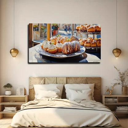 Golden Glaze & Cream Frosting Wall Art Canvas Office Home Room Framed 120x60cm