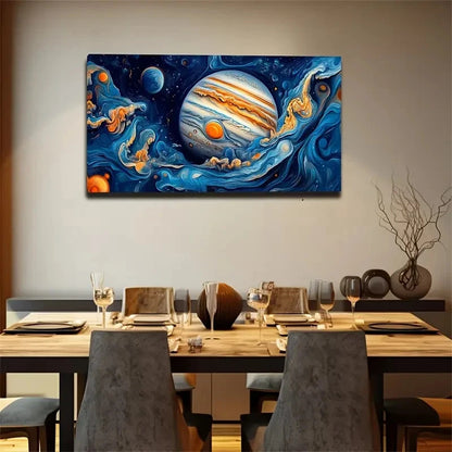 A Huge Planet Suitable Wall Art Canvas Office Home Room Framed 120x60cm
