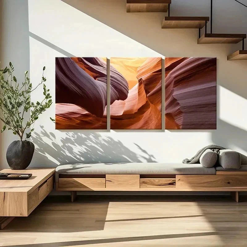 3pcs Aesthetics Mountain Rock Art Painting Wall Art Set Canvas Framed 50x70cm - High Quality Print 100% Australian Made Wall Canvas Ready to Hang - Bella Home Decor