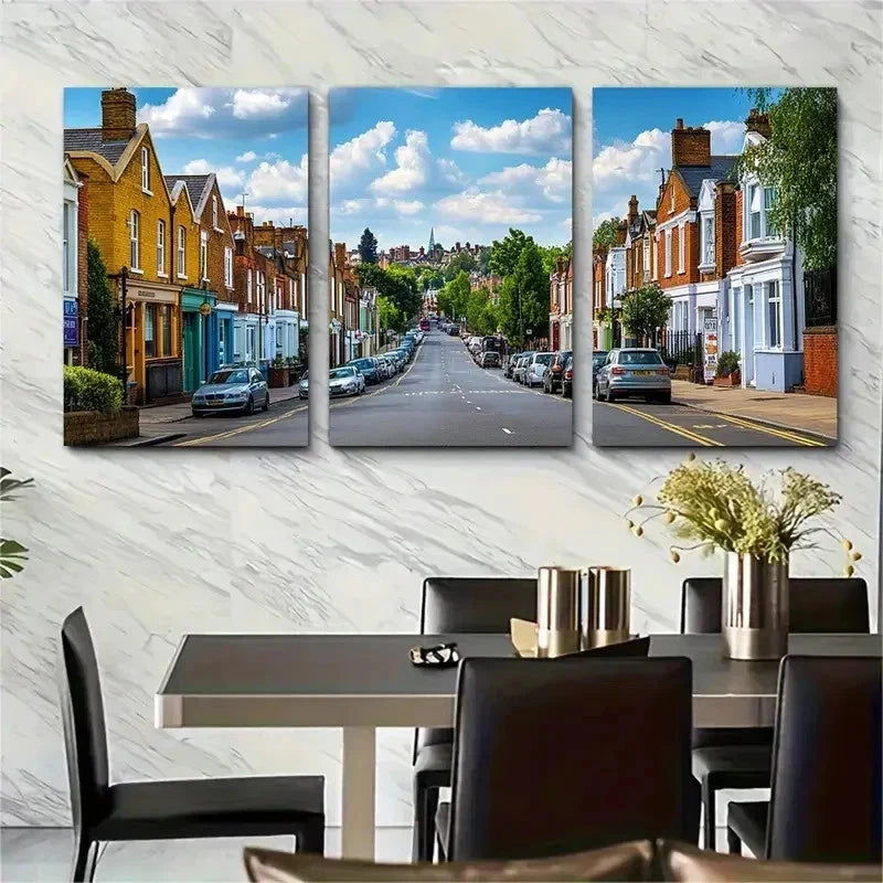 3pcs England Travel South London UK Perfect Wall Art Set Canvas Framed 50x70cm - High Quality Print 100% Australian Made Wall Canvas Ready to Hang