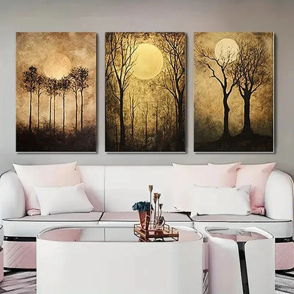 3pcs Vintage Cottagecore Nocturne  Wall Art Set Canvas Framed 50x70cm - High Quality Print 100% Australian Made Wall Canvas Ready to Hang