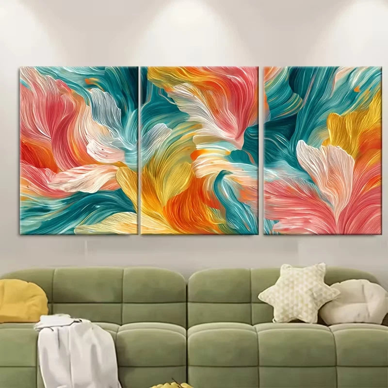 3pcs Colorful Abstract Art Print, Metal Print Ready to Hang Art - Bella Home Decor