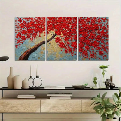 3pcs Featuring a Tree Retro Art Painting Metal Print Ready to Hang Art - Bella Home Decor