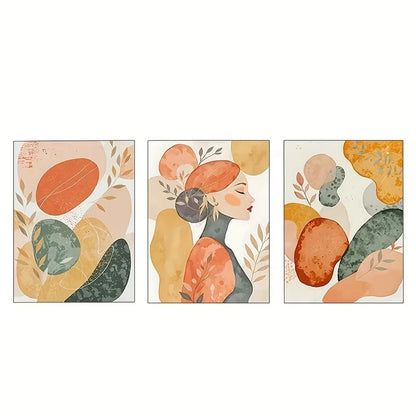 3pcs Abstract Warm Neutral Tones       Wall Art Set Canvas Framed 50x70cm - High Quality Print 100% Australian Made Wall Canvas Ready to Hang - Bella Home Decor