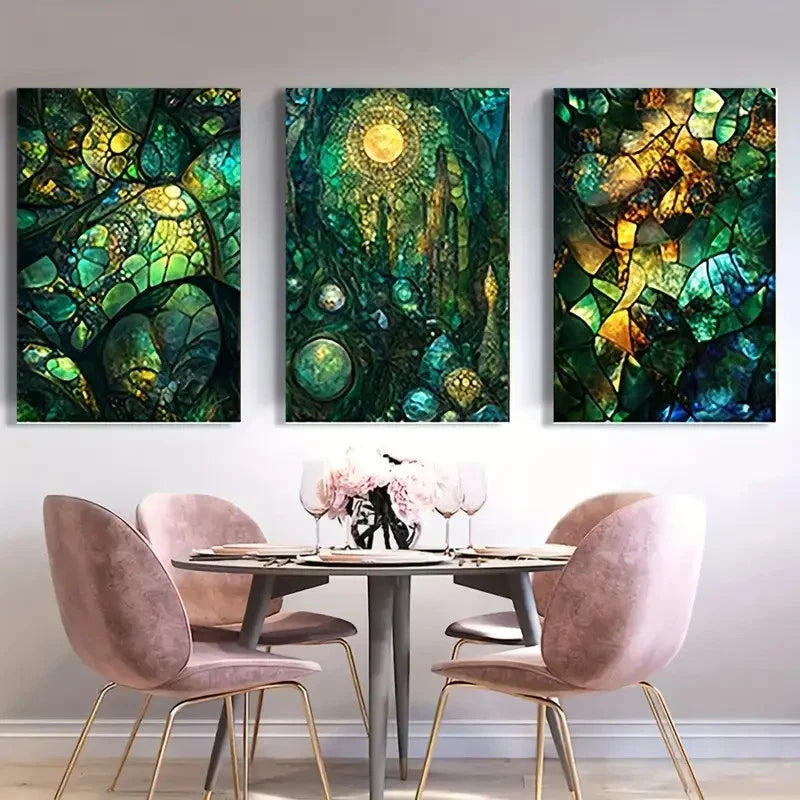 3pcs Abstract Blue Greeen  Dorm Corridor AC    Wall Art Canvas Framed 40x60cm - High Quality Print 100% Australian Made Wall Canvas Ready to Hang - Bella Home Decor