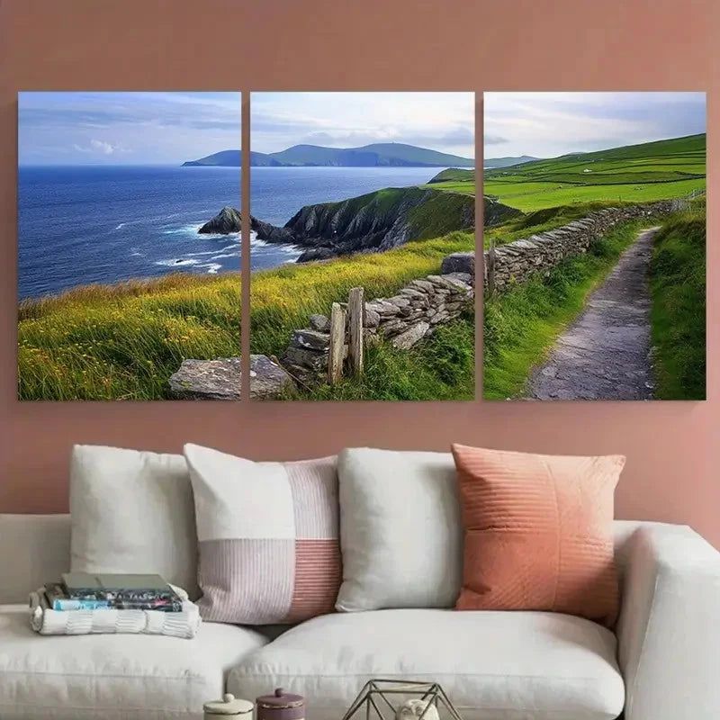 3pcs Dingle Peninsula with Irish Enchanting Views Metal Print Ready to Hang Art - Bella Home Decor