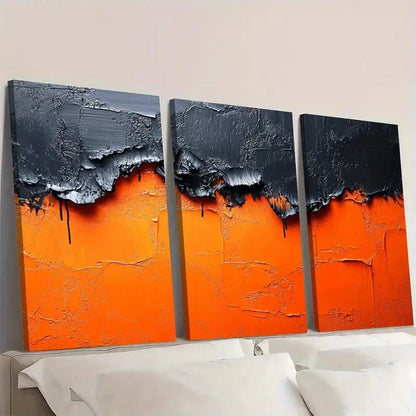 3pcs Black & Orange  Modern Knife Design BO    Wall Art Set Canvas Framed 50x70cm - High Quality Print 100% Australian Made Wall Canvas Ready to Hang - Bella Home Decor