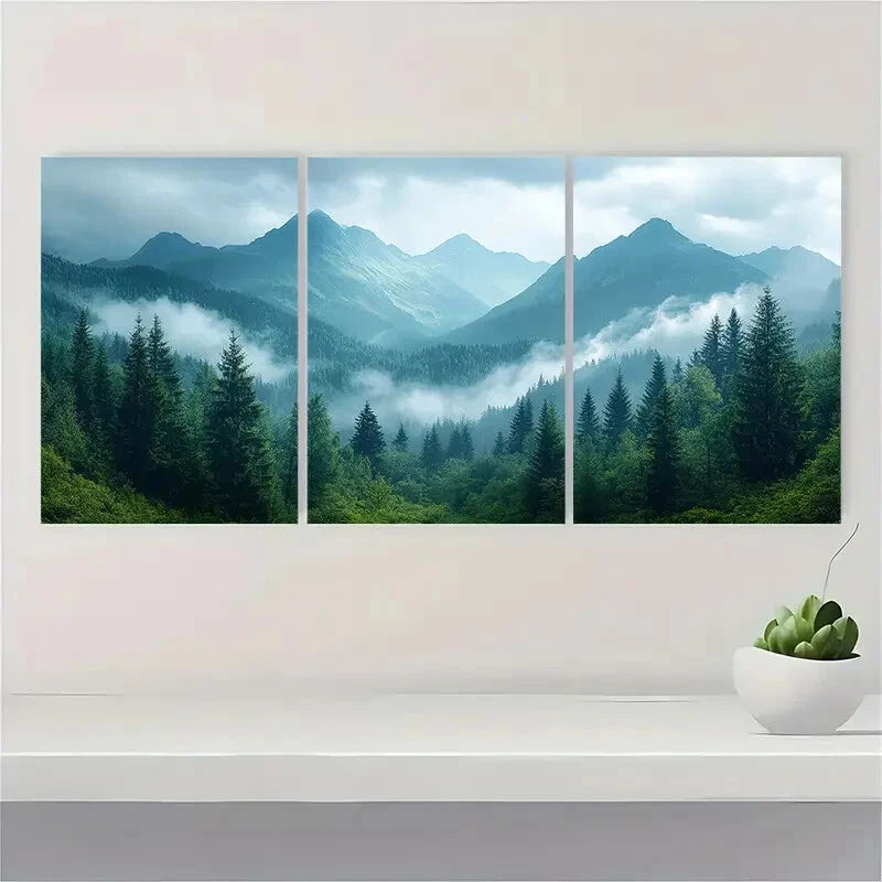 3pcs Mountain Landscape Vintage Photography Metal Print Ready to Hang Art - Bella Home Decor