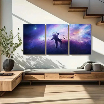 3pcs Galaxy & Nebula Space-Themed Astronaut Wall Art Set Canvas Framed 60x90cm - High Quality Print 100% Australian Made Wall Canvas Ready to Hang - Bella Home Decor