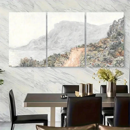 3pcs Vintage Mountain Landscape Metal Print Ready to Hang Art