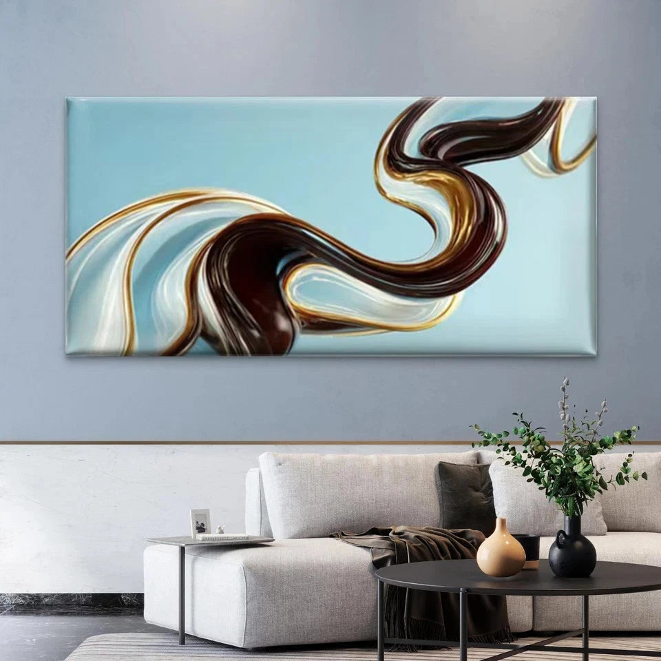 Abstract Fluid Motion Swirl Wall Art Canvas Office Home Room Framed 120x60cm