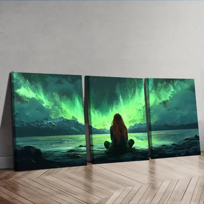 3pcs Northern Lights & Mountain Landscape Wall Art Canvas Unframed - High Quality Print 100% Australian Made Wall Canvas