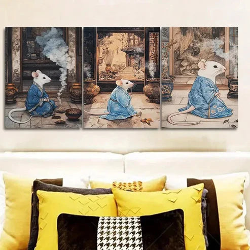 3pcs Robe mouse Wall Art Set Canvas Unframed - High Quality Print 100% Australian Made Wall Canvas