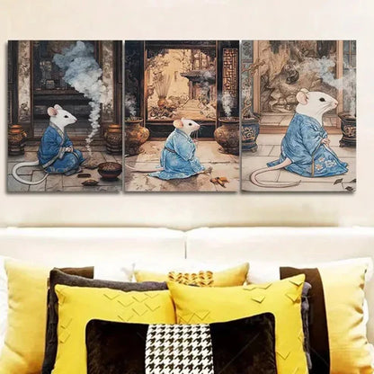 3pcs Robe mouse Wall Art Set Canvas Unframed - High Quality Print 100% Australian Made Wall Canvas