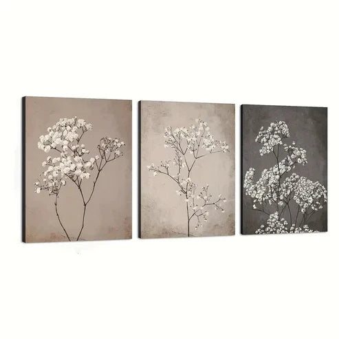 3pcs Vintage Floral Wall Art Canvas Unframed - High Quality Print 100% Australian Made Wall Canvas