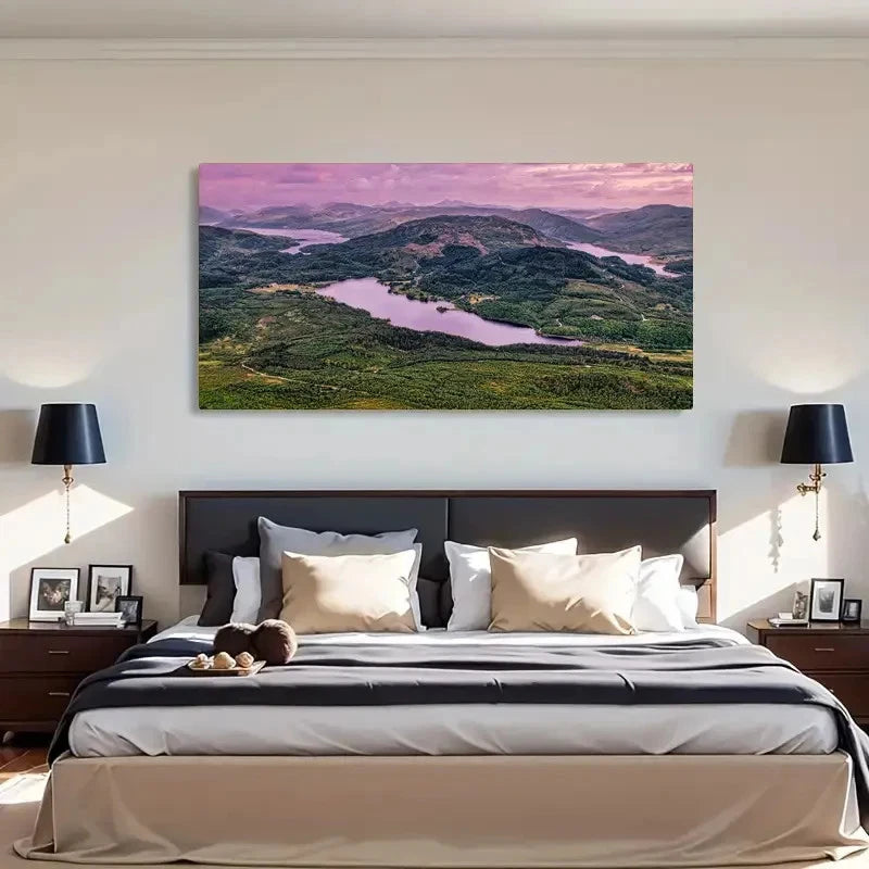 Scottish Aerial View Landscape Wall Art Canvas Office Home Room Framed 120x60cm