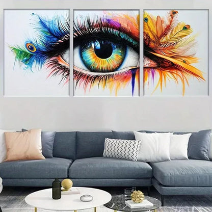 3pcs Modern Abstract Vibrant Peacock Feather Eye Wall Art Canvas Unframed - High Quality Print 100% Australian Made Wall Canvas