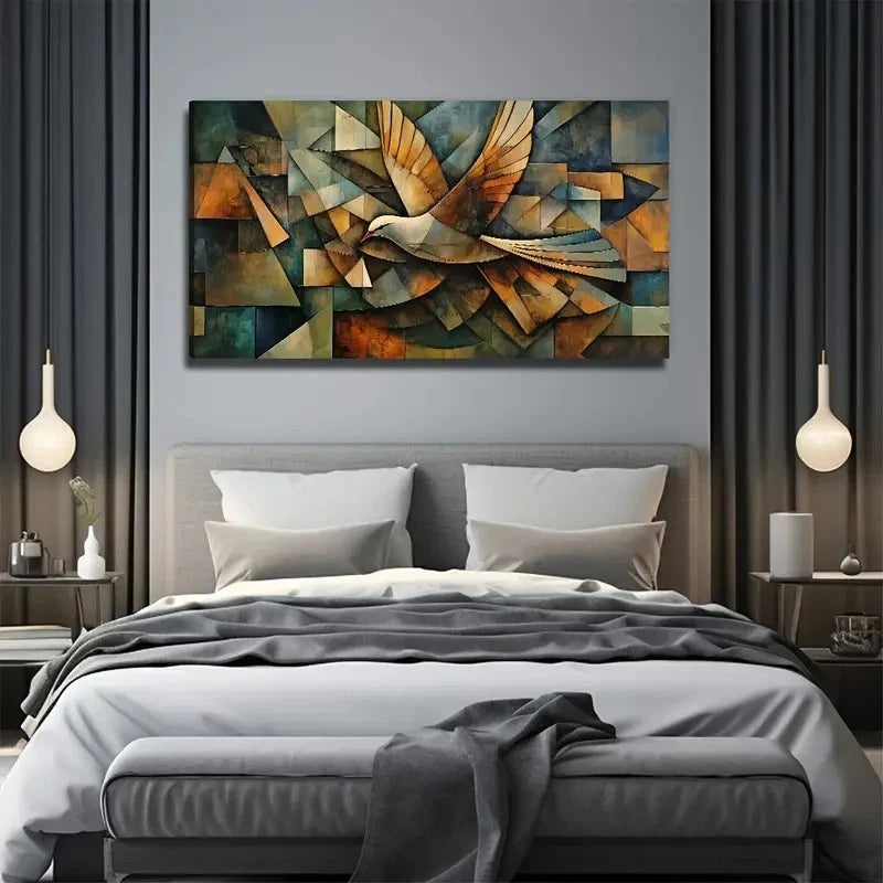 Vibrant Geometric Design Wall Art Canvas Office Home Room Framed 120x60cm