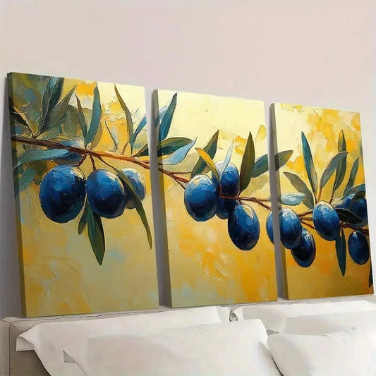 3pcs Botanical Art Olive Tree ju Wall Art Set Canvas Framed 50x70cm - High Quality Print 100% Australian Made Wall Canvas Ready to Hang