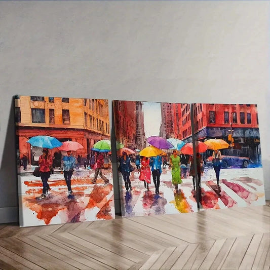 3pcs The vibrant streets of New York City Wall Art Set Canvas Framed 40x60cm - High Quality Print 100% Australian Made Wall Canvas Ready to Hang