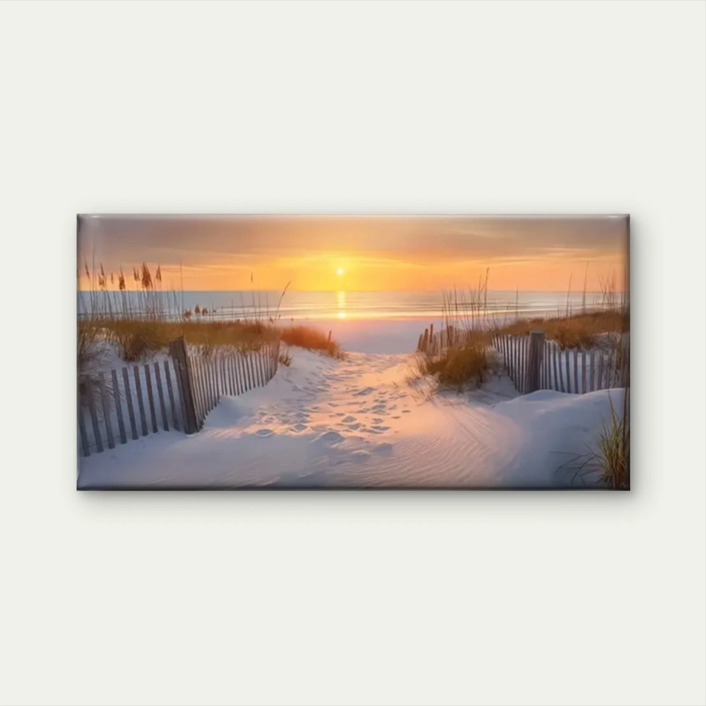 Beach Scene Sunset Sand Dunes Wall Art Canvas Office Home Room Framed 120x60cm