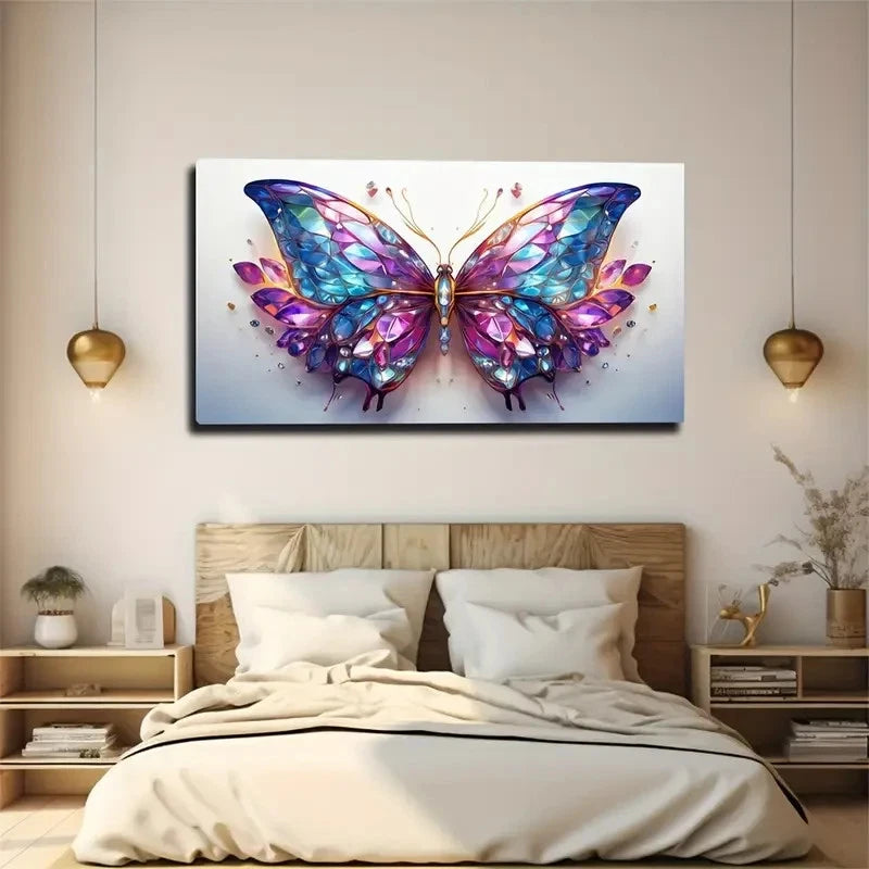 Stunning Butterfly Vibrant Wall Art Canvas Office Home Room Framed 120x60cm