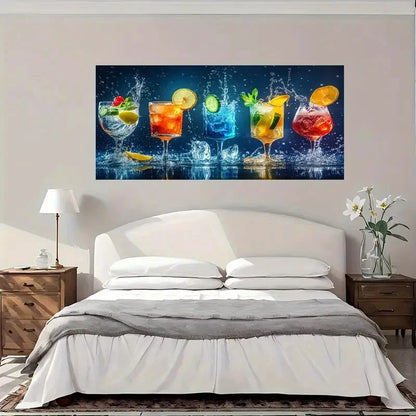 Vintage Modern Cocktail Wall Art Canvas Office Home Room Framed 120x60cm - Bella Home Decor