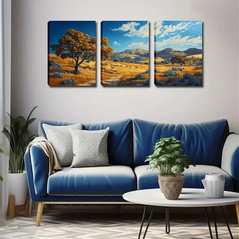 3pcs Autumn Desert Mountain Wall Art Set Wall Art Canvas Unframed - High Quality Print 100% Australian Made Wall Canvas - Bella Home Decor