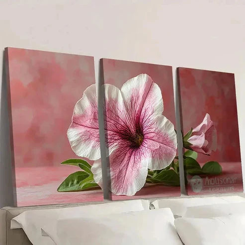 3pcs Pink & White Floral Petunia Art Y Wall Art Set Canvas Unframed – High Quality Print 100% Australian Made Wall Canvas - Bella Home Decor