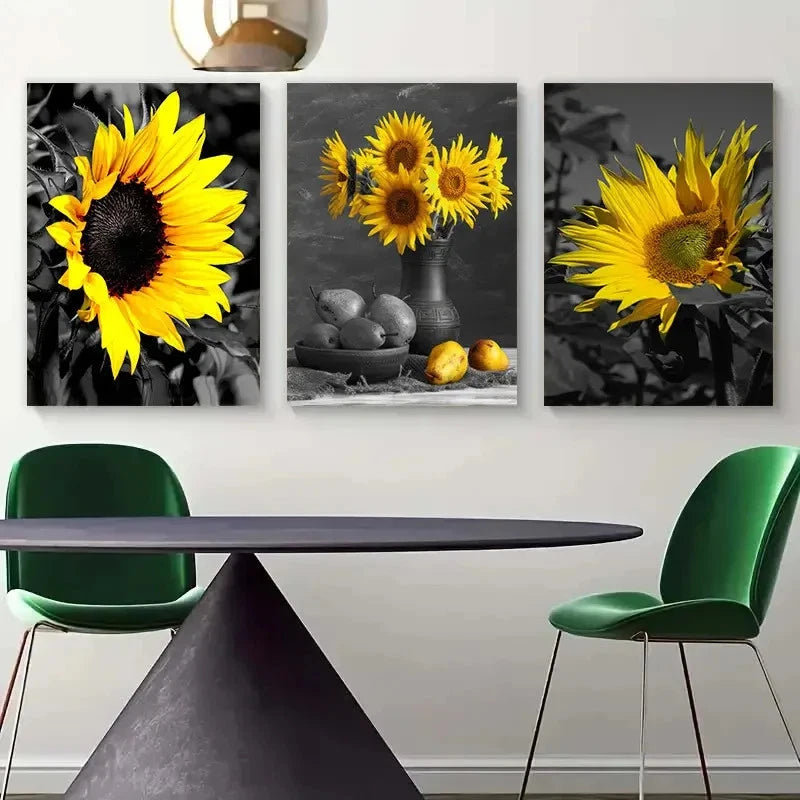 3pcs Rustic Sunflower  wall Art Set Canvas Framed 40x60cm - High Quality Print 100% Australian Made Wall Canvas Ready to Hang - Bella Home Decor
