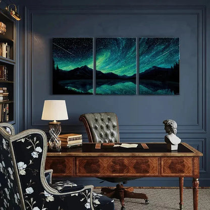 3pcs Starry Night Sky Mountain Landscape Metal Print Ready to Hang Art