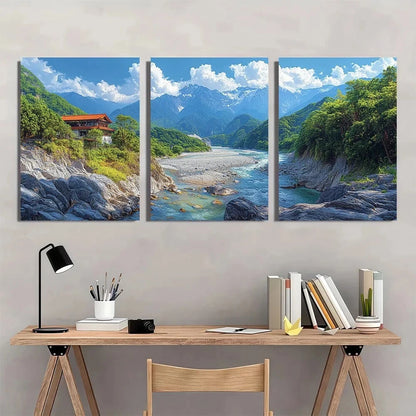3pcs Taiwanese Nature White Clouds Blue Sky Metal Print Ready to Hang Art - Bella Home Decor