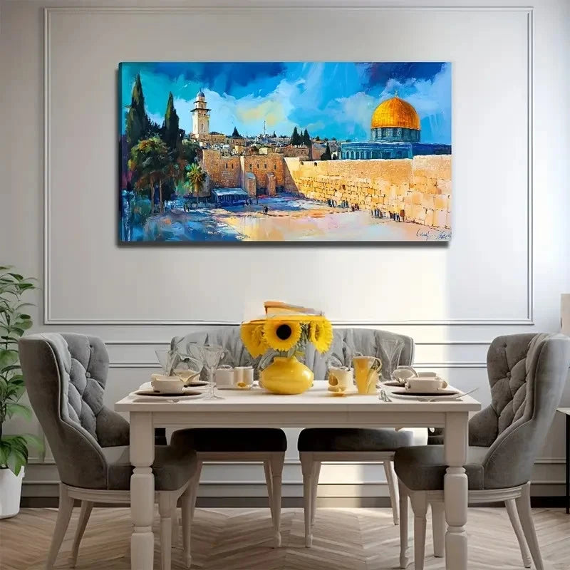 Vibrant Jerusalem Dome Wall Art Canvas Office Home Room Framed 120x60cm