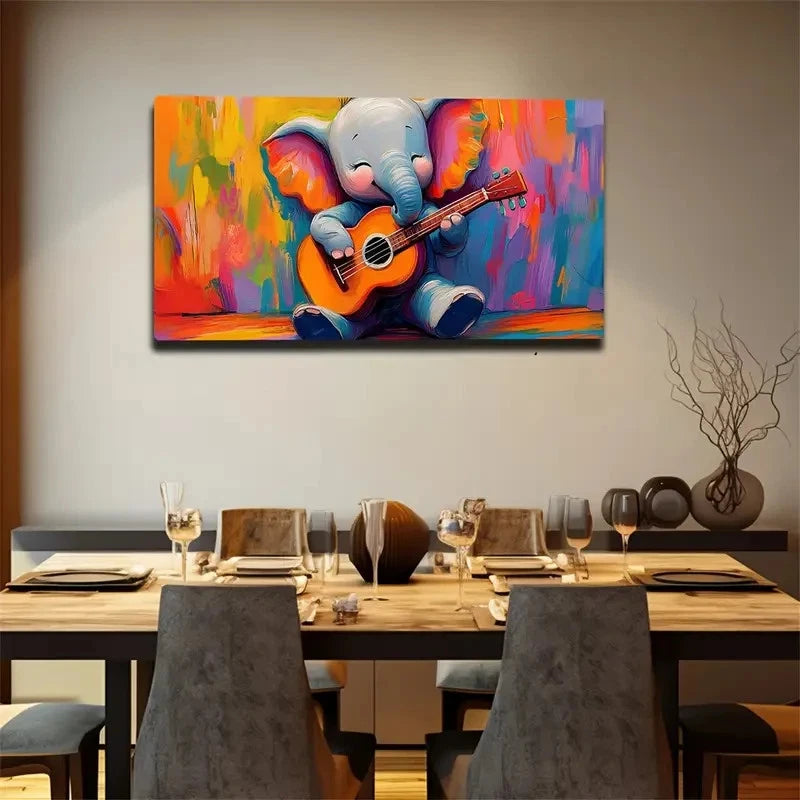 Cute Baby Elephant Playing Wall Art Canvas Office Home Room Framed 120x60cm