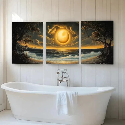 3pcs Dramatic Sunset Ocean Landscape Perfect Wall Art Canvas Unframed - High Quality Print 100% Australian Made Wall Canvas - Bella Home Decor