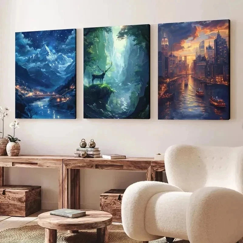 3pcs Three Prints ACOTAR    Wall Art Set Canvas Framed 60x90cm - High Quality Print 100% Australian Made Wall Canvas Ready to Hang
