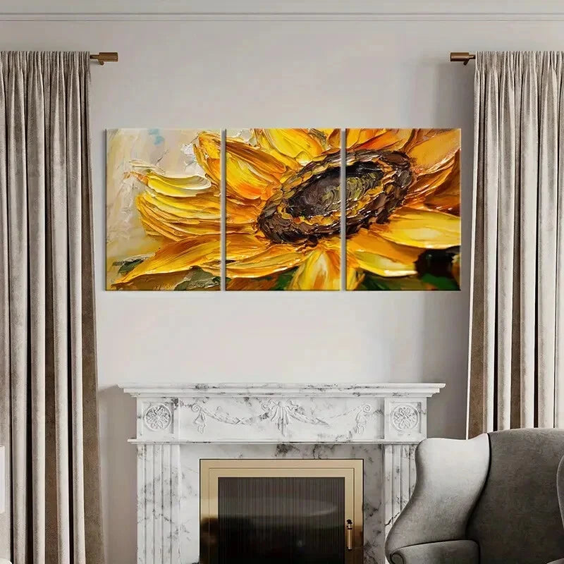 3pcs Sunflower Art Vibrant Colors Painting Metal Print Ready to Hang Art - Bella Home Decor