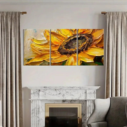 3pcs Sunflower Art Vibrant Colors Painting Metal Print Ready to Hang Art - Bella Home Decor
