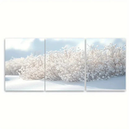 3pcs Elegant White Floral Bush Illustration Wall Art Set Canvas Framed 40x60cm - High Quality Print 100% Australian Made Wall Canvas Ready to Hang