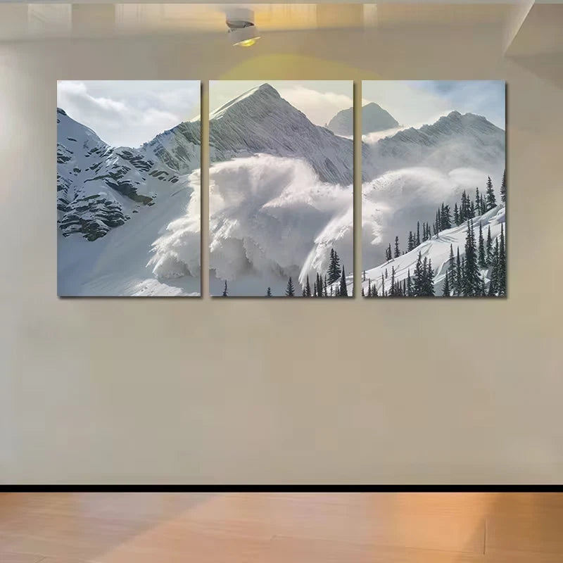 3pcs Serene Mountain with Snow-Capped Peaks Wall Art Set Canvas Framed 60x90cm - High Quality Print 100% Australian Made Wall Canvas Ready to Hang