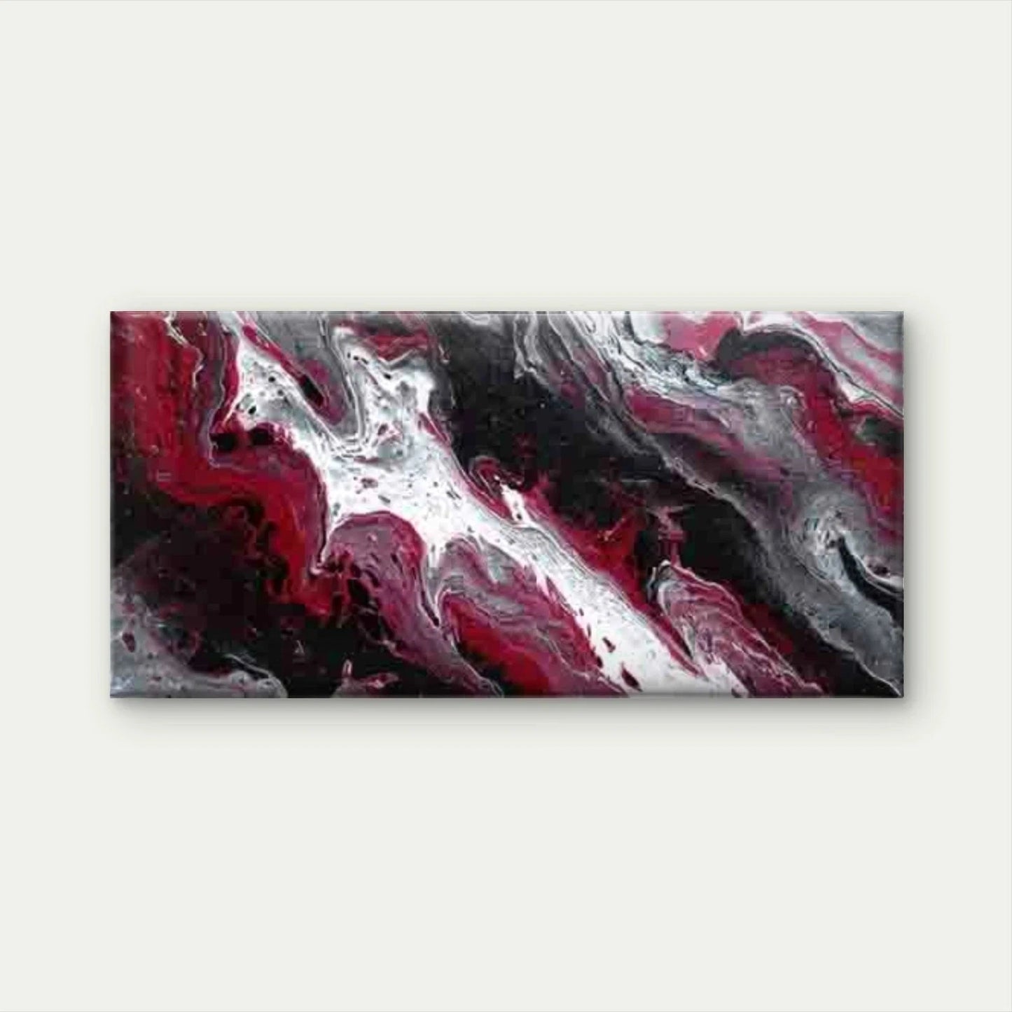 Abstract Bold Red Swirls Wall Art Canvas Office Home Room Framed 120x60cm