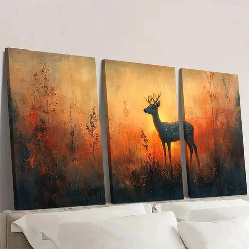 3pcs Deer Painting Graceful Deer ER Wall Art Set Canvas Unframed - High Quality Print 100% Australian Made Wall Canvas - Bella Home Decor